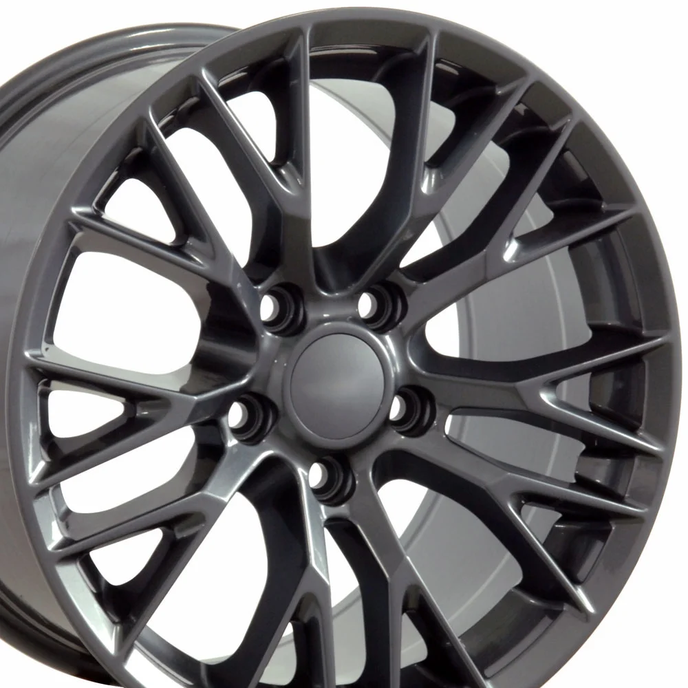 OE Wheels 18 Inch Fits Chevy Camaro Corvette Pontiac Firebird C6 ZR1 Style CV08A Gunmetal 18x10.5/18x8.5 Rim Hollander 5402 SET