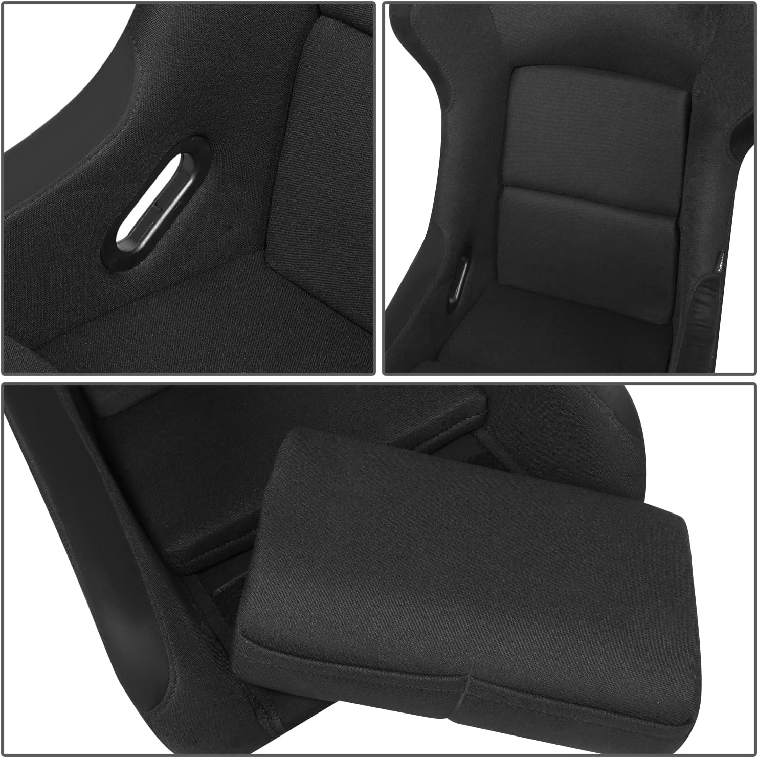 NRG FRP-300E 1-Side Fiber Glass Bucket Style Racing Seat w/Adjustable Mounting Bracket (Black)