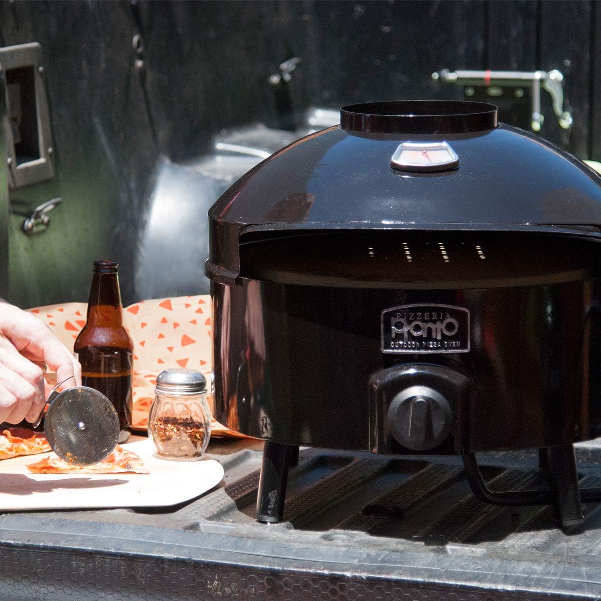 Pizzeria Pronto Outdoor Pizza Oven, Lightweight, Portable & Safe On Any Surface, Black