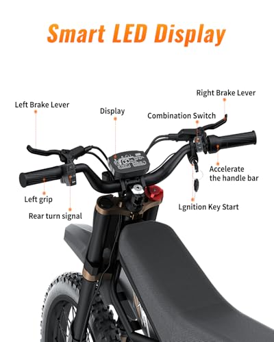 2000W/ 3000W GT73 / GT73 Pro Electric Dirt Bike for Adults - 37/50 MPH High-Speed, 25" Fat Tires & Dual Removable Battery (60V-18AH*2)| All-Terrain Off-Road eBike for Snow, Sand