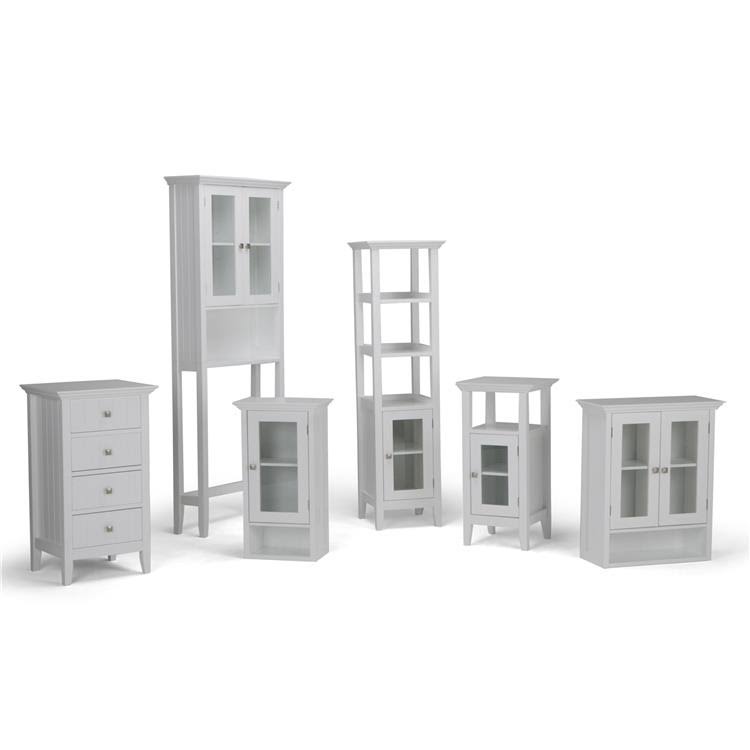 Simpli Home Four Drawer Floor Storage Cabinet in Pure White