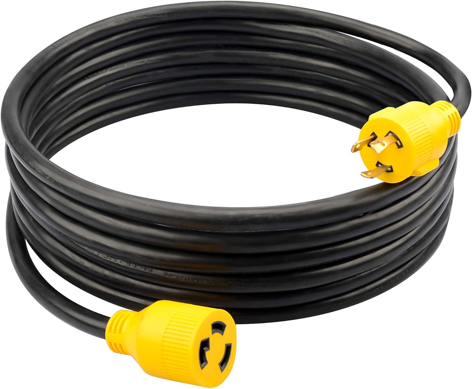 RVMATE 3 Prong 30 Amp Generator Extension Cord 25 Feet, NEMA L5-30P/L5-30R 125V SJTW Jacket