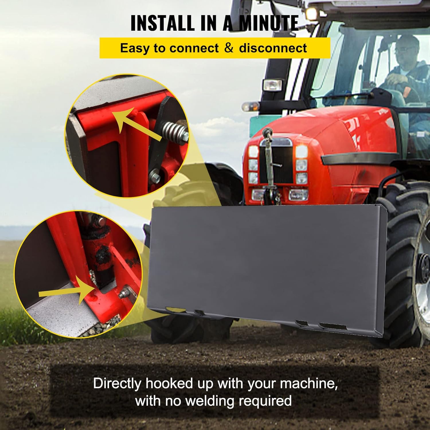 VEVOR Skid Steer Mount Plate Thick Skid Steer Attachment Plate Steel Quick Attachment Loader Plate with 3 Additional Welding Rods Easy to Weld or Bolt to Different Accessories (5/16")
