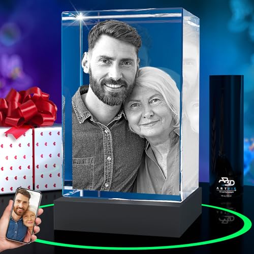 ArtPix 3D Premium Crystal Photo, Personalized Gifts for Mom, Women, Wife, Men, Her, Husband,Grandma, Great Customized Gift With Your Own Photo, Custom Birthday 3D Picture Rectangle, Couples Gifts