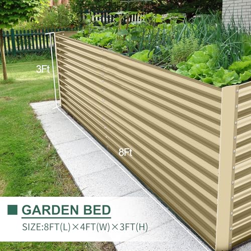 Land Guard 8x4x3ft Rectangular Galvanized Raised Garden Beds, 36" Tall Large-Capacity Metal Planter Box Outdoor, Durable Deep Raised Garden Bed, Raised Beds for Gardening Vegetables, Classic Silver