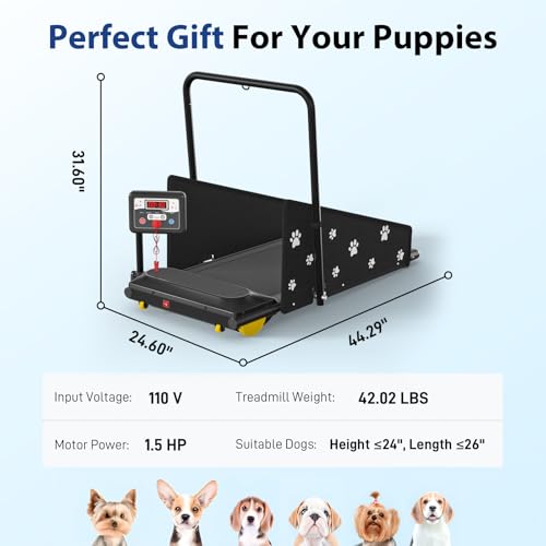 CIIHI Dog Treadmill for Medium Small Dogs - 265lbs Weight Capacity Pet Running Machine with 360° Rotatable Display - 2 in 1 Treadmill for Pet Fitness with Move Wheels and Remote Control
