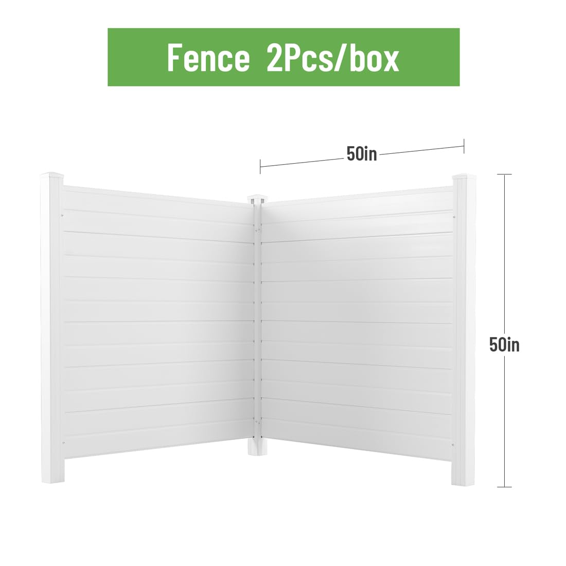 50 "W x 50 "H Fence Screen Kit, Vinyl Enclosure Outdoor with Metal Stake, Privacy Screen Panels, Perfect to Conceal Air Conditioners Trash Bins, White (2 Panels)