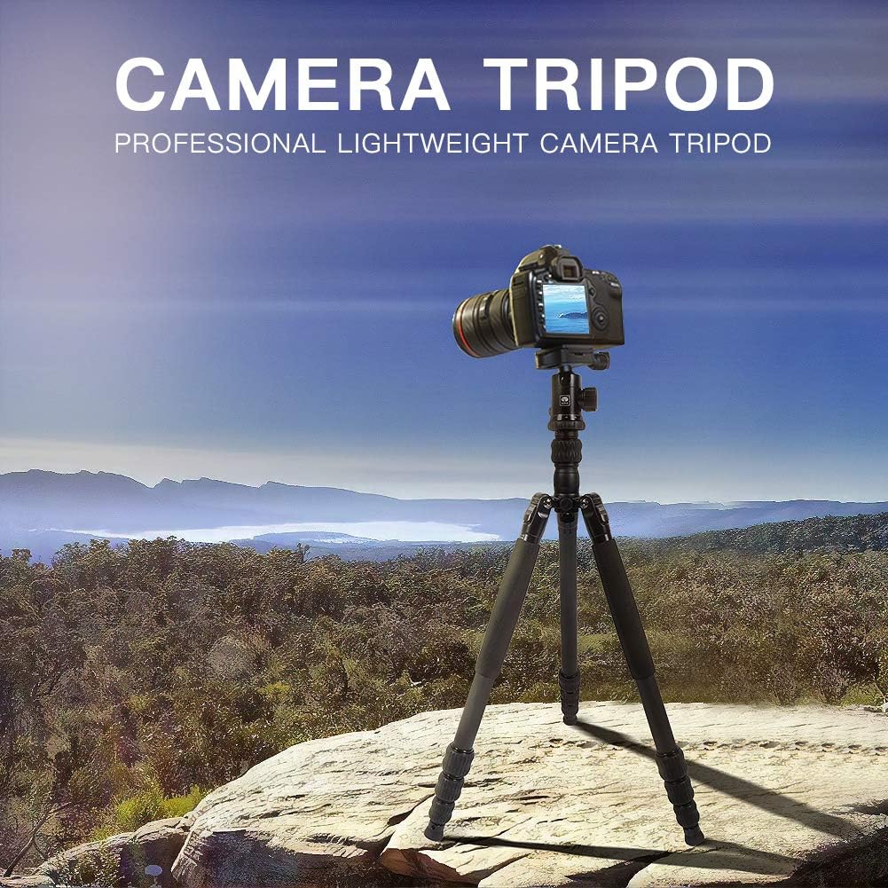 SIRUI Traveler 7C Camera Tripod 65.55 inches Carbon Fiber Arca Tripod with E-10 360° Panorama Ball Head and Arca Swiss Quick Release Plate Load Capacity Up to 17.6lbs, Convertible to Monopod