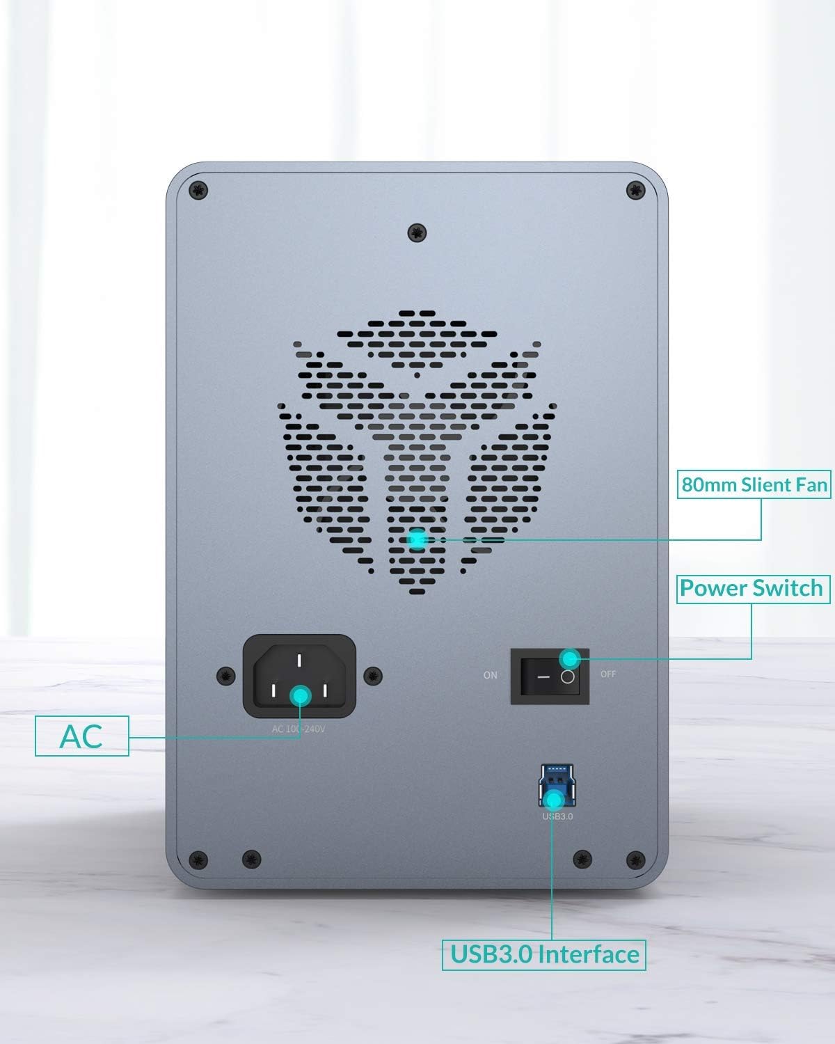4 Bay Hard Drive Enclosure,Yottamaster Aluminum Alloy 2.5/3.5 USB3.0 to SATA3.0 External HDD SSD Storage Enclosure,Support 4 x 18 TB Capacity,Ideal for Enterprise-Class Storage Solution[FS4U3]