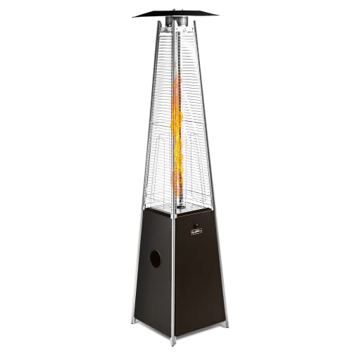 Outdoor Patio Heater with Reflector Shield, 40,000 BTU Propane Patio Heater with Wheels for Commercial, Residential, Garden, Porch, Party, Deck(Mocha)
