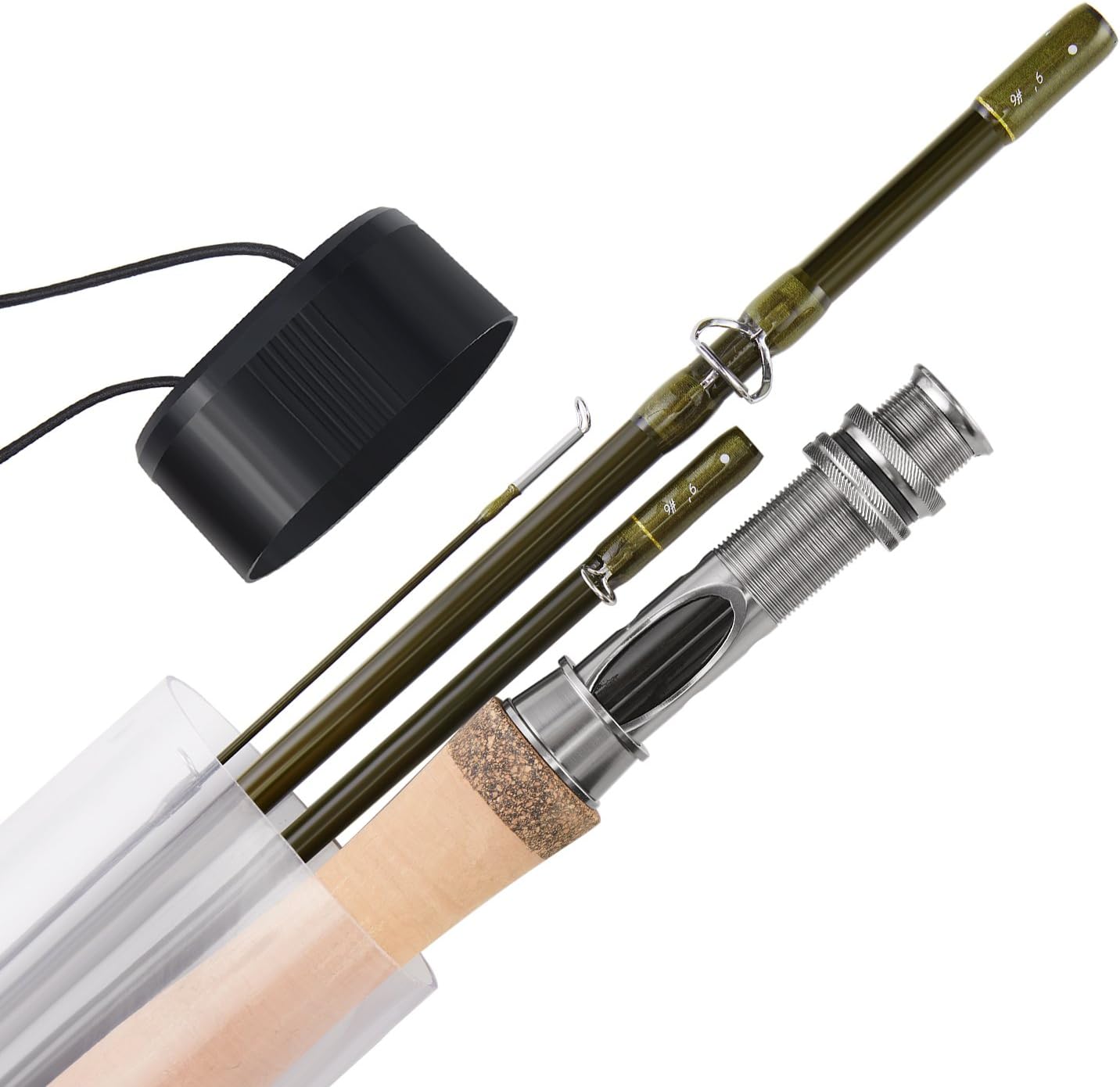 Piscifun Sword Fly Fishing Rod 4 Piece 9ft Graphite- IM7 Carbon Fiber Blank - Accurate Placement - Ingenious Design - Chromed Guide and Durable Rod Tube (Size: 4/5/6/7/9wt)