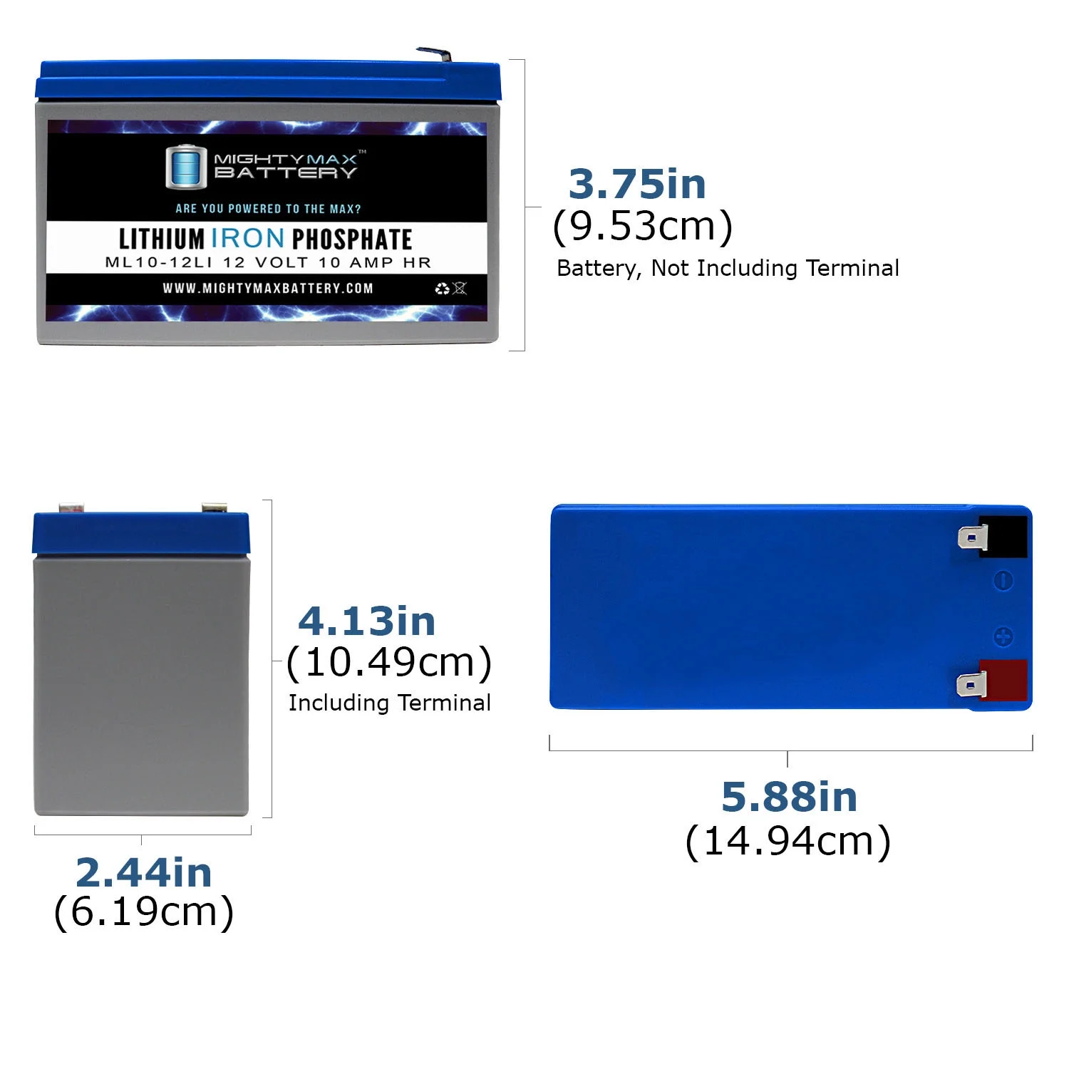 12V 10AH Lithium Replacement Battery compatible with Panasonic LC-R127R2P1VRLA - 3 Pack