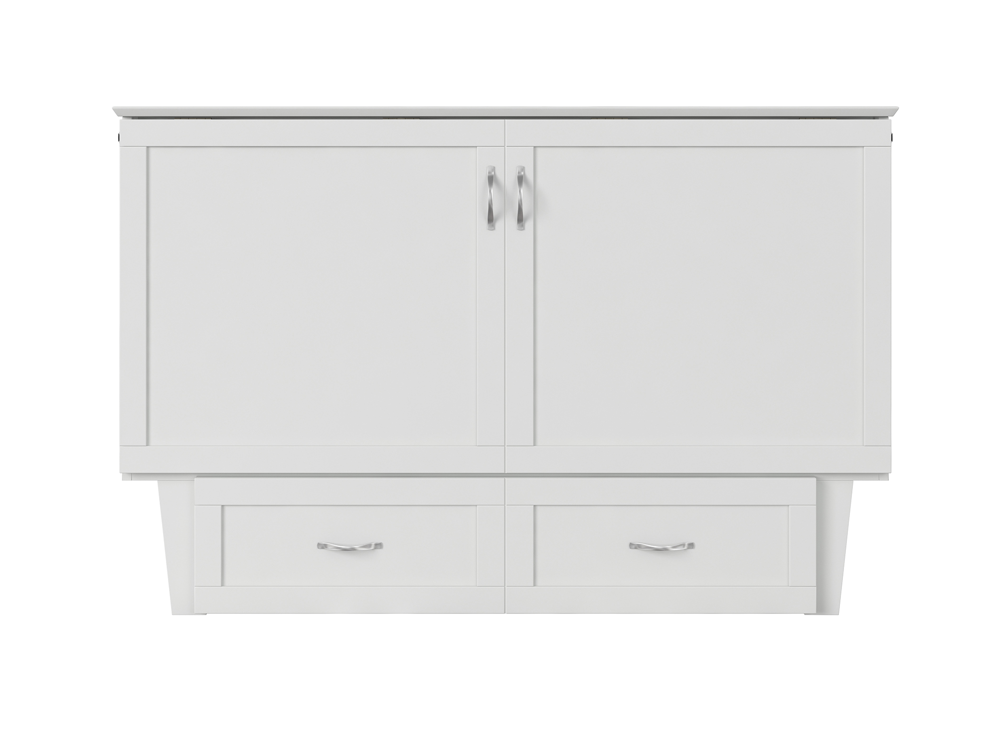 AFI Monroe Queen Solid Wood Murphy Bed Chest with Mattress, Drawer and Charger in White