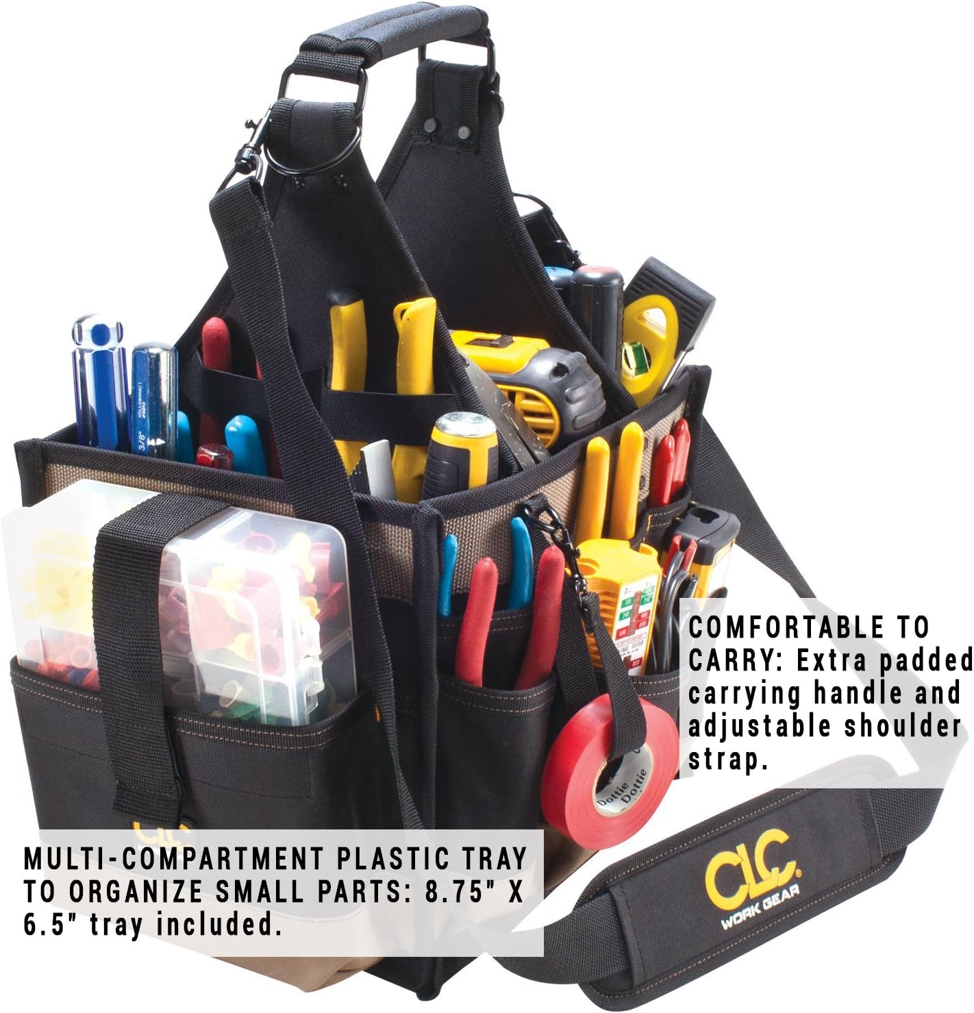 CLC Custom LeatherCraft 1528 Large Electrical and Maintenance Tool Carrier, 22 Pocket , Black , 11 x 10 x 19h Pack of 2