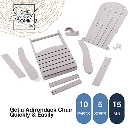Adirondack Chair, All Weather Resistant Plastic Chairs with Cup Holder, 5 Easy Steps to Install, Outdoor Chairs for Patio, Garden, Backyard Deck, Lawn, Fire Pit - Teak