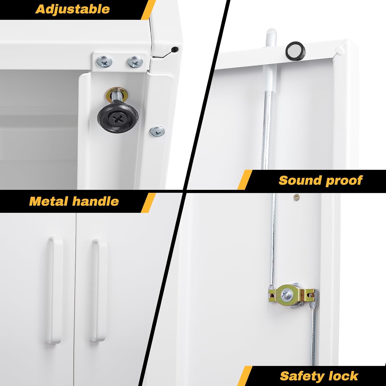 Metal Storage Cabinet with Lock，71'' Garage Storage Cabinet with 5 Adjustable Shelves, Tall Tool Cabinets for Garage, Home, Office, Gym, School，White