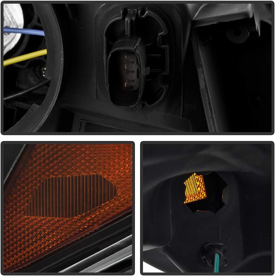 ACANII - For 2013-2016 Ford Escape LED Light Tube Black Projector Headlights Headlamps Replacement Driver+Passenger Side