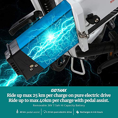 Gotrax EBE1 16" Folding Electric Bike, Max Range 25Miles(Pedal-assist1), 15.5mph by Peak 500W,Rear Suspension Commute Electric Bicycle for Adult/Teens