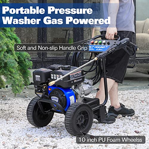 Gas Pressure Washer, 2.5 GPM 3500 PSI Axial Pump Gas Power Washer Heavy Duty, 4-Cycle 224cc Engine, Include Spray Gun and Wand, 5 QC Nozzle Tips, 3/5"×25' Hose