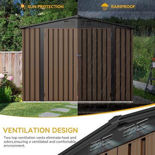 DWVO 10x8 FT Outdoor Storage Shed - Spacious Garden Tool Shed with Lockable Door - Durable Metal Yard Shed for Garden, Patio, and Backyard (Dark Gray)