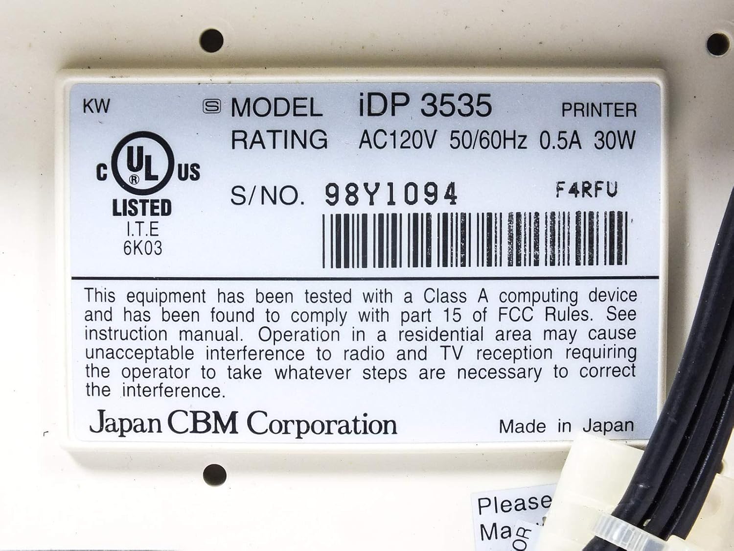 CITIZEN IDP 3535 Tractor Feed Printer & Card Reader