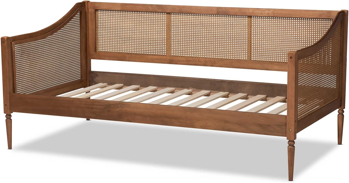 Baxton Studio Ogden Brown Finished Wood and Synthetic Rattan Twin Size Daybed