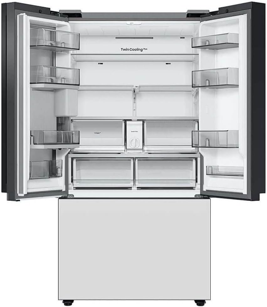 SAMSUNG RF24BB660012 24 Cu. Ft. Bespoke White Glass 3-Door French Door Counter Depth Refrigerator