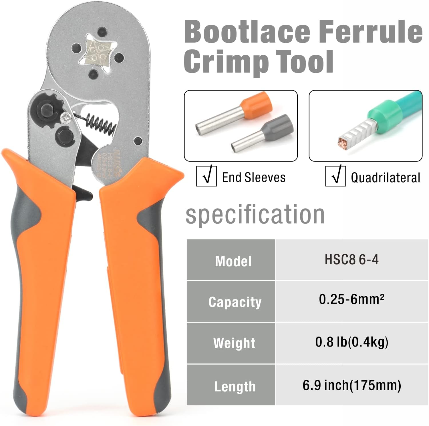 IWISS Self-adjustable Crimping Tools Plier for AWG20-5 Bootlace End-sleeves Ferrule, Ratchat Wire Crimping Tool