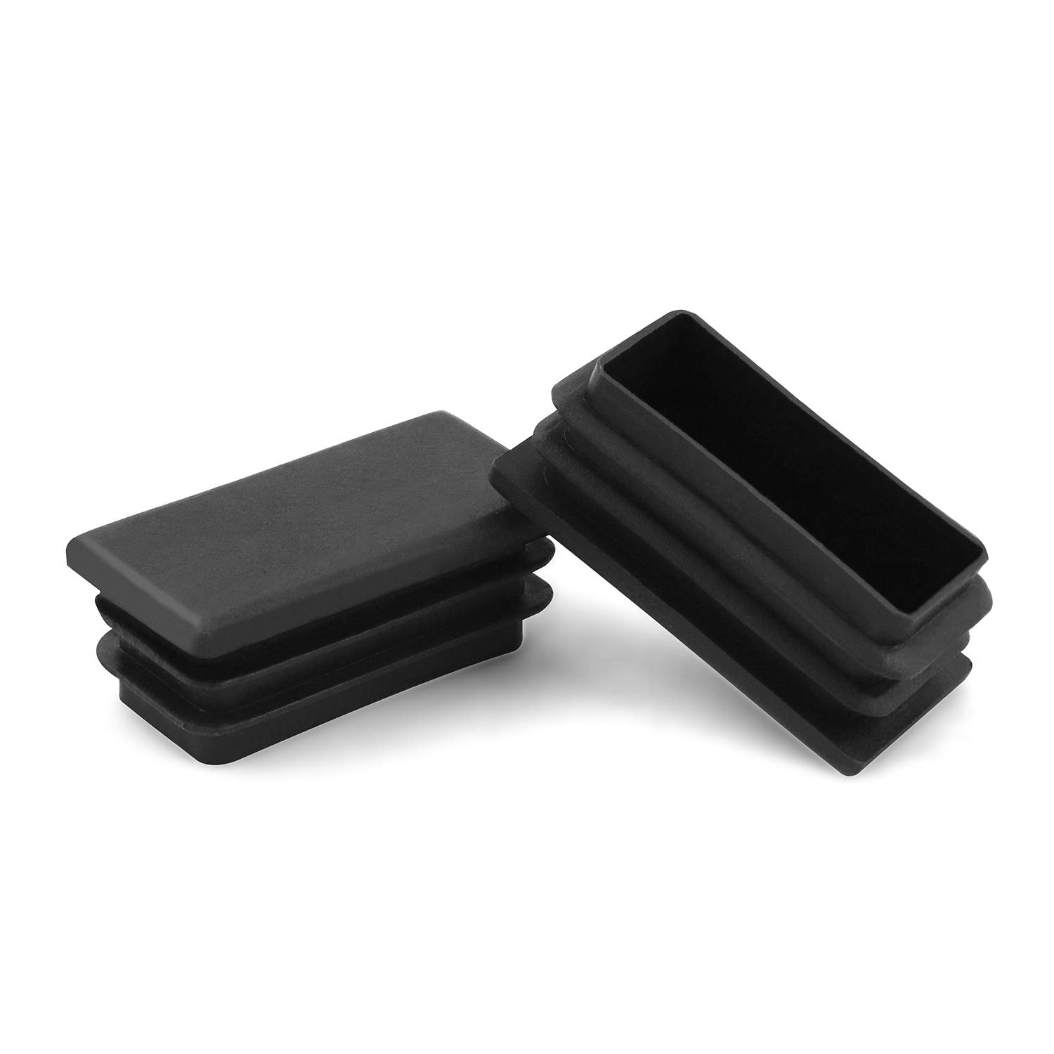 QWORK 10 PCS 1 X 2 Rectangle Black Plastic Plug End Cap for Pipe Tubing, Chair Leg