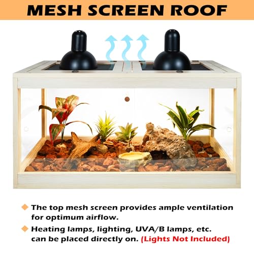 34 Gallon Reptile Terrarium Tank 32 Inch Lizard Tank Bearded Dragon Tank with Metal Mesh Roof Door, Snake Tank with Lock Design
