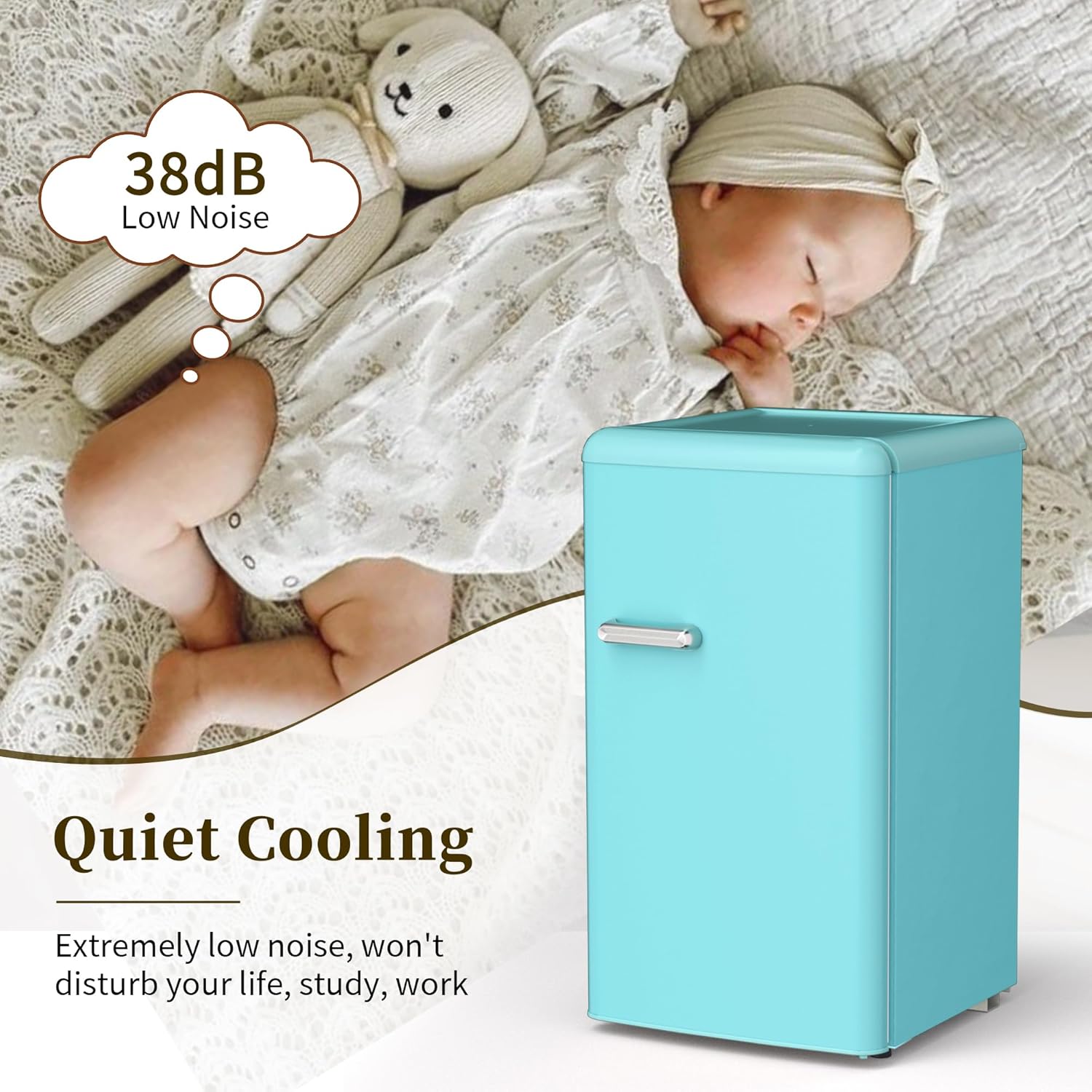 Retro Mini Fridge with Freezer, Compact Refrigerator for Bedroom with Freezer, Retro Small Fridge Freezer with Adjustable Thermostat&Shelf 3.6 Cu.Ft. Single Door Retro Fridge for Dorm Office(Blue)