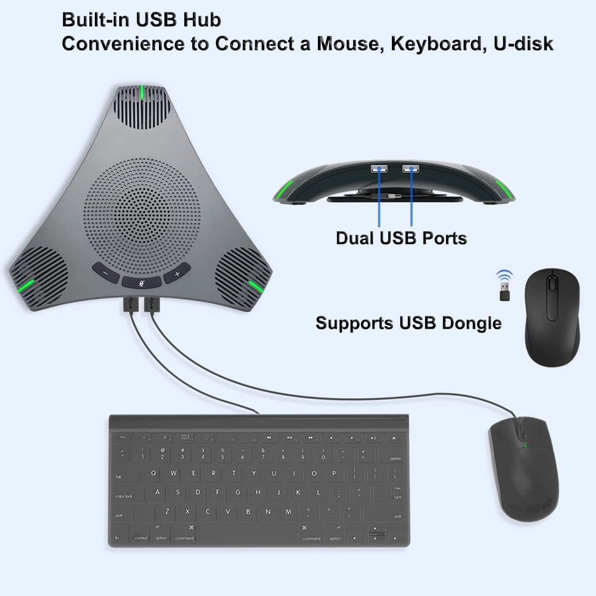 Conference Microphone USB Conference Speaker, Omnidirectional Microphone with Noise Reduction and Echo Cancellation for 8-10 People Business Conference, Home Office,Compatible with Leading Platforms