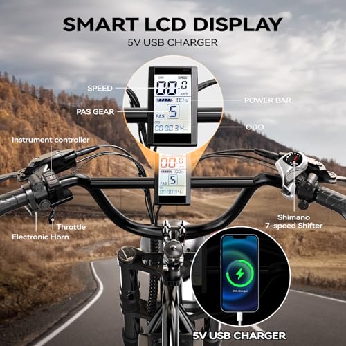 Electric Bike for Adults, 2000W/3000W Peak Single/Double Motor with 48V/52V 25AH/30AH Battery, 20"x4.0" Fat Tires 35MPH/37MPH Ebike, Dual Hydraulic Disc Brake Full Suspension Electric Bicycle