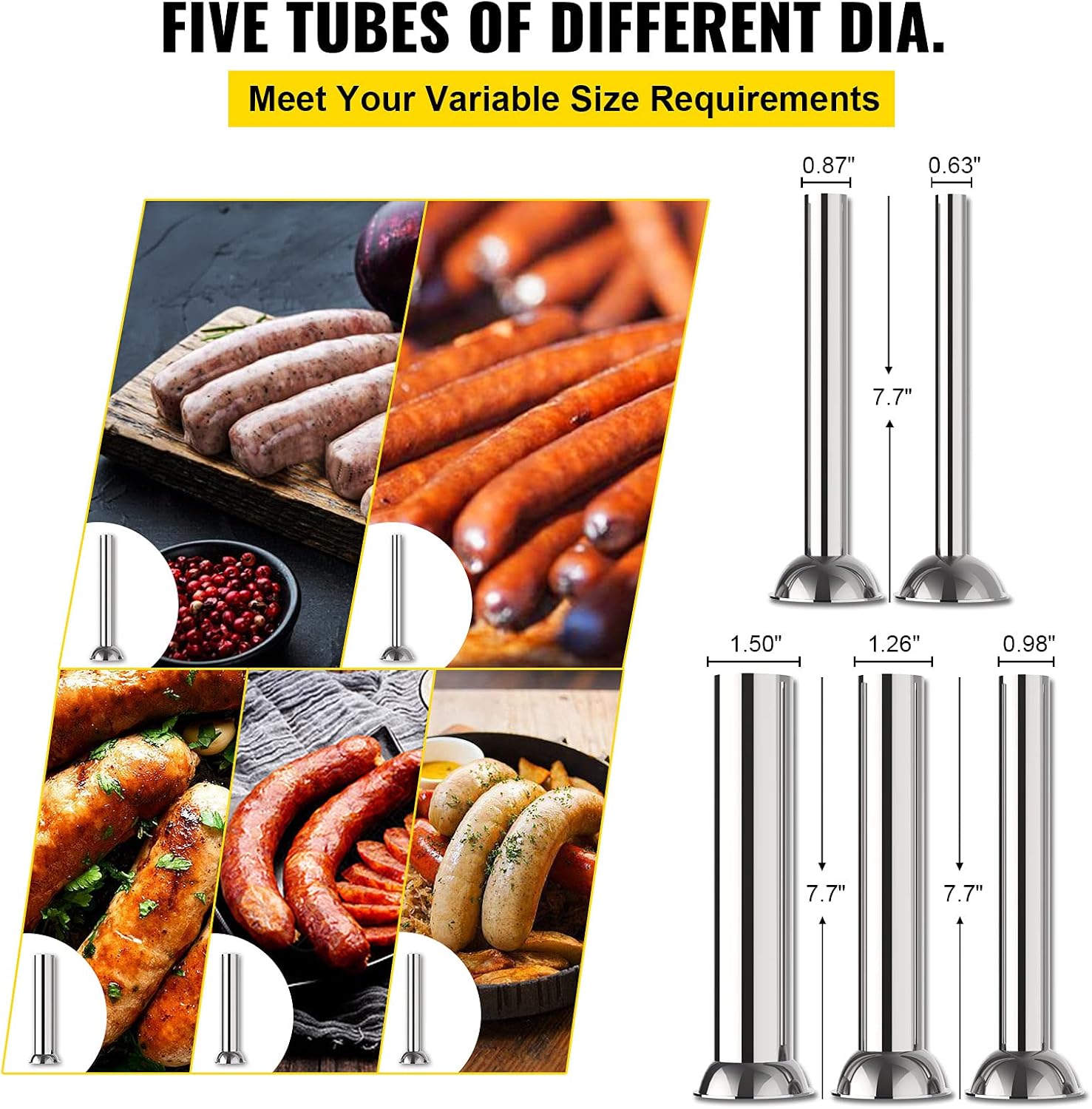 Happybuy Electric Sausage Stuffer 10L/22LB Capacity, Vertical Meat Stuffer Variable Speed, Stainless Steel Sausage Filler with 4 Sausage Tubes for Commercial and Home Use