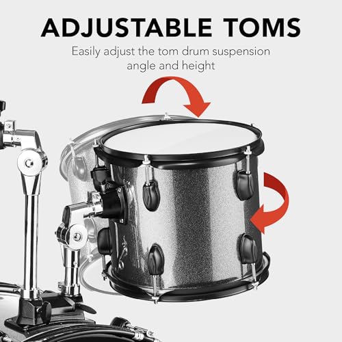 Best Choice Products 5-Piece Full Size Complete Adult Drum Set w/Cymbal Stands, Stool, Drum Pedal, Sticks, Floor Tom - Dark Blue Sparkle