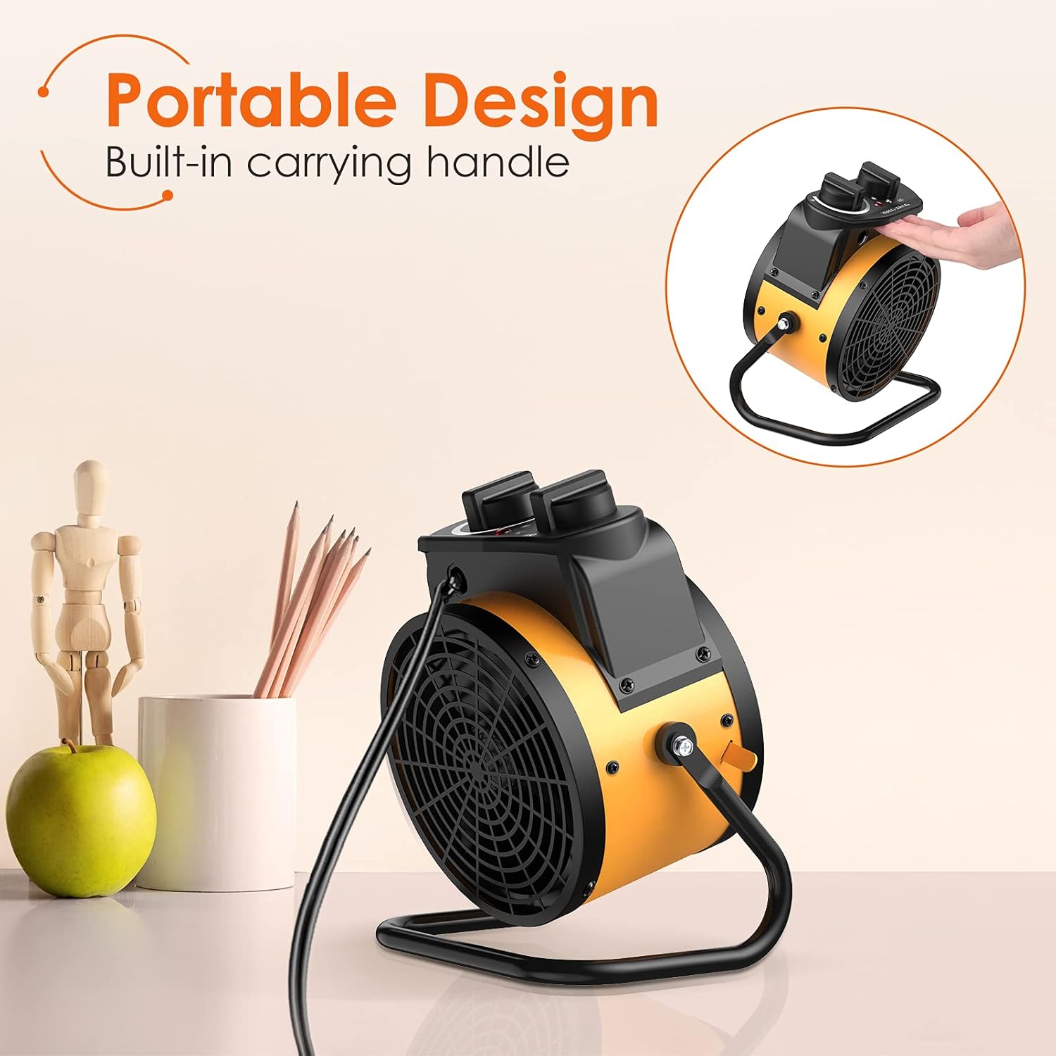 Space Heater, Portable Heater Fan, 1500W Electric Heater with 3 Modes, 3s Fast Heat, Thermostat with Overheat Protection, Electric Heaters for Home, Heaters for Indoor Use, 2 in 1 for All Year Round Pack of 2
