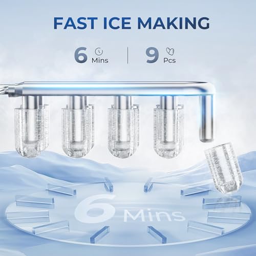 EUHOMY Crescent Ice Makers Countertop, 35Lbs/24H, 16Pcs in 12Mins, Auto Deep Cleaning, Timer, Portable Crescent Ice Maker Countertop with Crystal-Clear Ice Cubes for Home/Office/Party