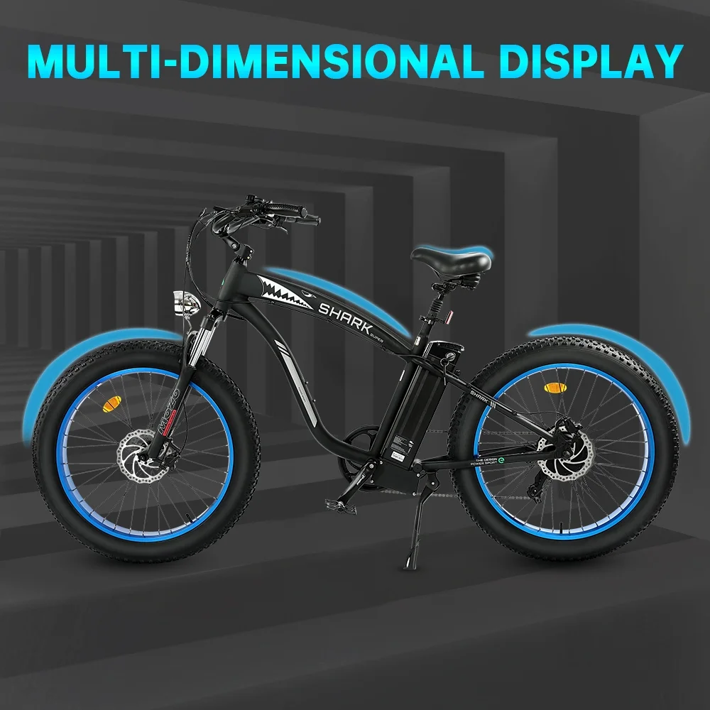 ECOTRIC 26 × 4" Fat Tire Electric Bike 750 W e-bike Mountain Beach Snow Bicycle W/ 7 Speeds Black Removable Lithium Battery 48 V 12.5 Ah Lithium battery Pedal Assist A-E516646