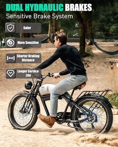 TESMOTO Electric Motorcycle Adults【1500W BAFANG Motor & Samsung 52V 20AH】, 34MPH & 75Mils Retro Style Moped Ebike,26"x4.0" Fat Tire Electric Dirt Bike,Dual Hydraulic,Full Suspension for All Terrain