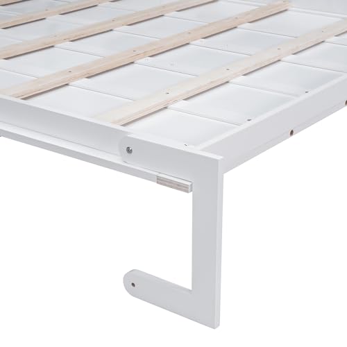 Modern Full Size Murphy Bed with Wardrobe, Versatile Foldable Wooden Bed Frame with Drawers and Open Shelves, Solid Wood Wall Bed for Apartments, Studio Bedroom Use, Space-Saving