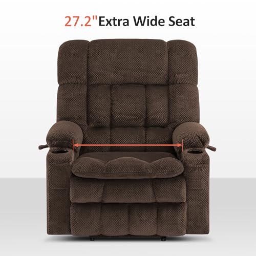 MCombo Dual Motor Power Lift Recliner Chair with Massage and Heat for Elderly People, Infinite Position, USB Ports, Cup Holders, Fabric 7890 (Medium-Regular, Burgundy)