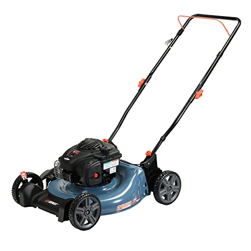 SENIX LSPG-M7 21-Inch Gas Push Lawn Mower with 140 cc 4-Cycle Briggs & Stratton Engine, Bagging, Mulching, and Side Discharge, 6-Position Dual Lever Height Adjustment