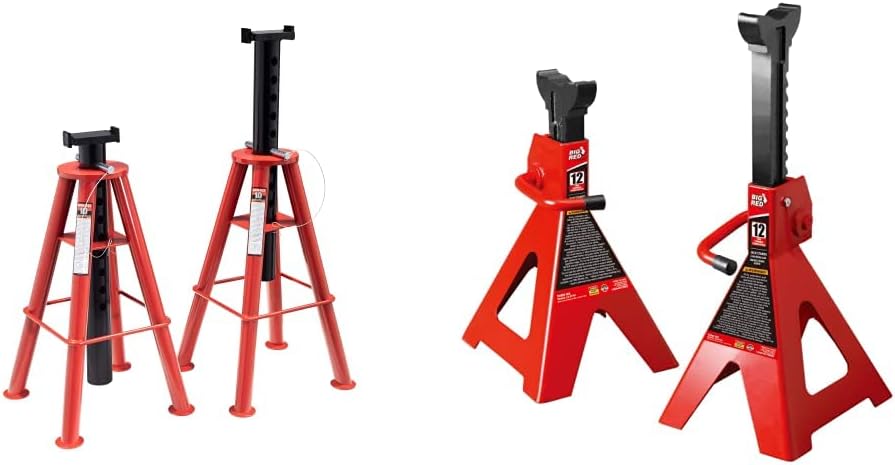 Sunex 1410 10-Ton, High Height, Pin Type, Jack Stands, Pair & Lisle 19852 Truck and Trailer Wheel Pan