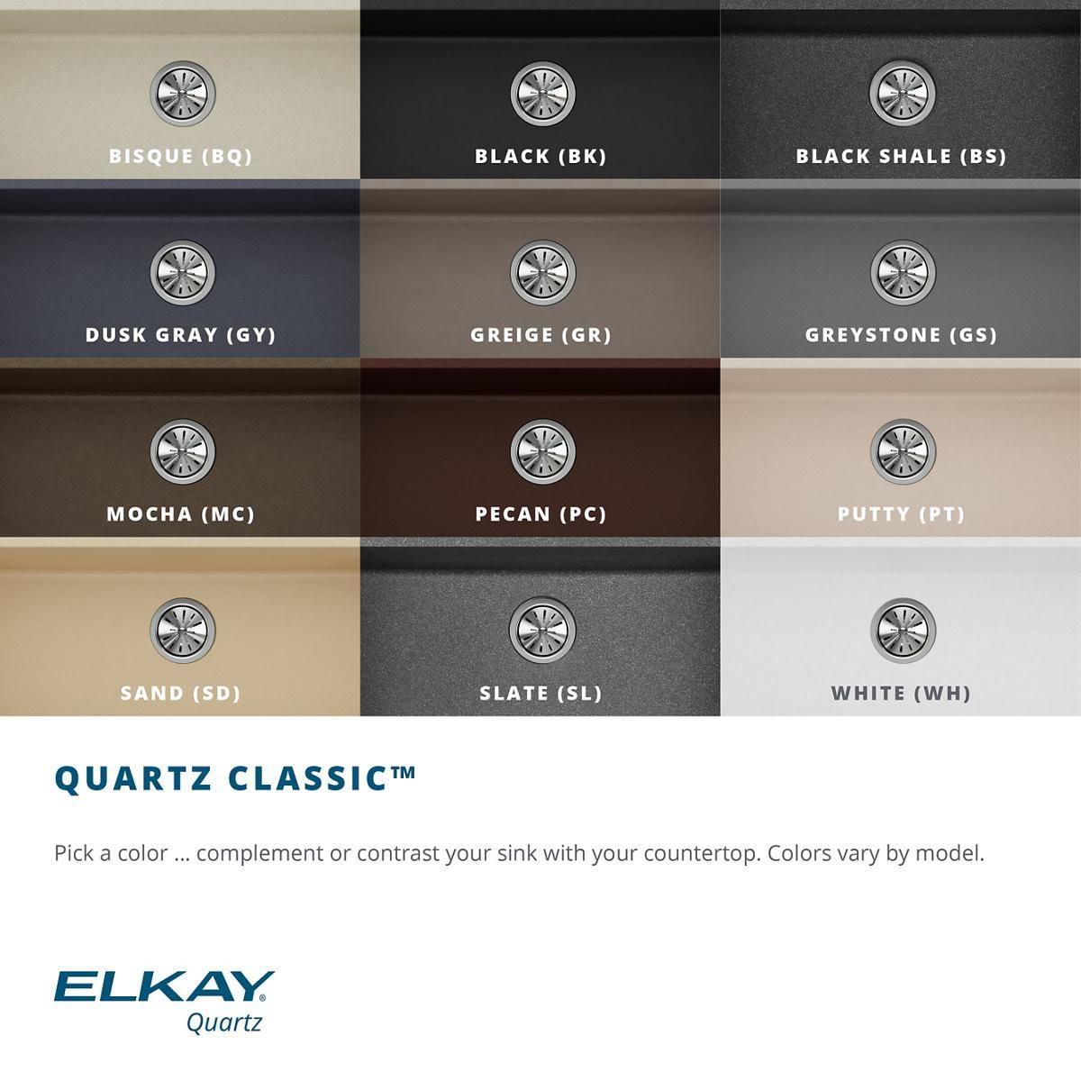 Elkay ELGUS3322RGY0 Quartz Classic Single Bowl Undermount Sink, Dusk Gray