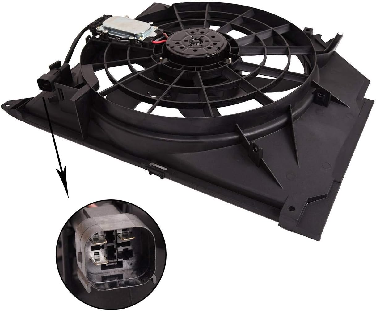 Bapmic 17117561757 Radiator Cooling Fan Assembly for BMW E46 325i 328i 330i 99-05