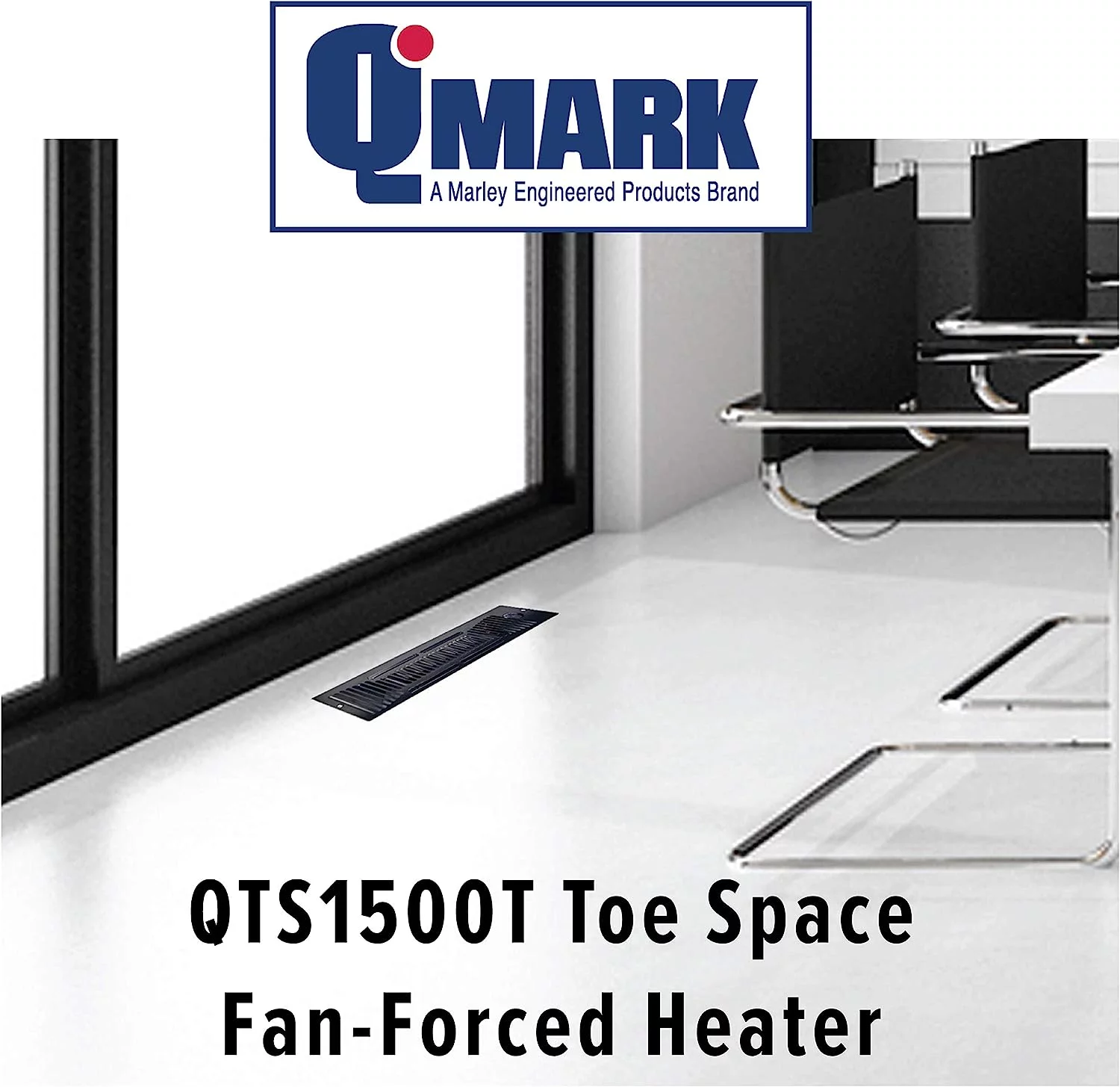 Quiet Toe Kick Heater Qmark Qts1500t, Instant Heat 120 Volt 1,500 Watt Under Cabinet Fan Forced Kickspace Heater with a Front Mounted Thermostat Only 15 3/8" Wide Made in U.S.A.