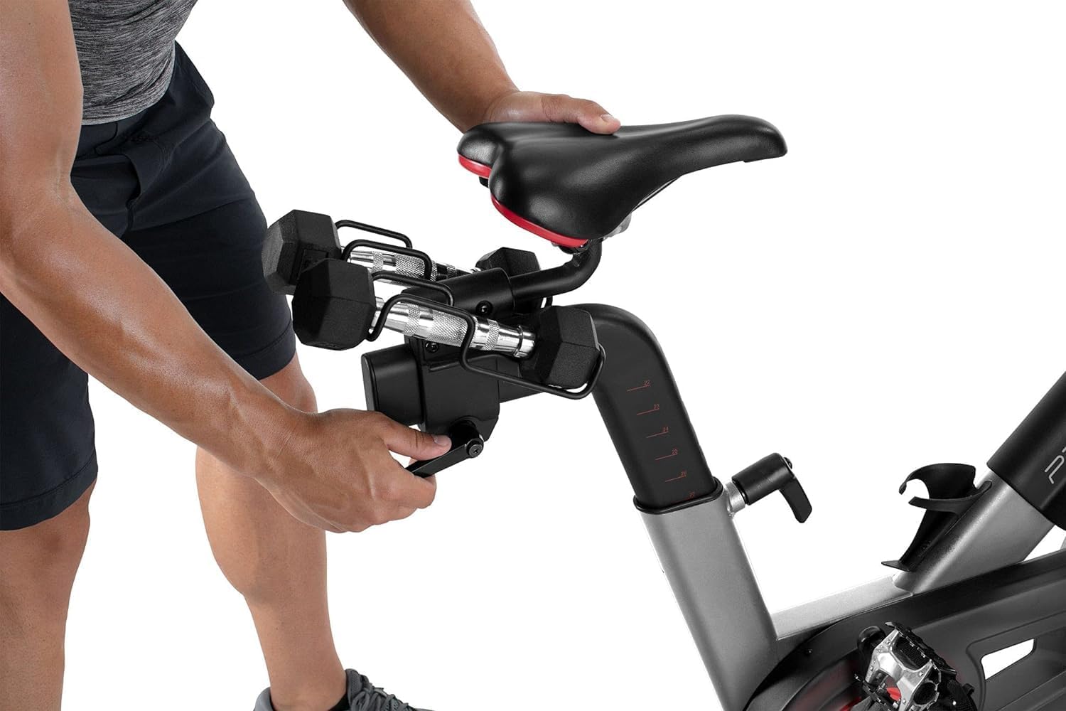 Proform Studio 22 Pro Exercise Bike with 22” HD Touchscreen and 24 resistance levels,Two 3 lb dumbbells for workout, 30 Day iFIT Membership - Black