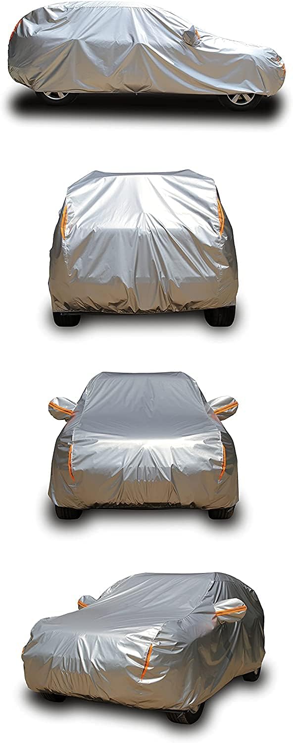 Tecoom Super Heavy Duty Multiple Layers Car Cover All Weather Waterproof Windproof Snow Sun Rain Protective with Buckles & Belt,Without Mirror Pockets Fit 150-178 Length Coupe/Convertible/Sport Car