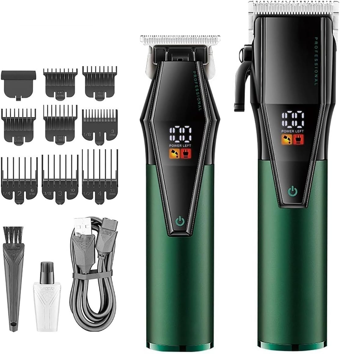 Hair Clippers for Men, 2PCS Professional Barber Hair Clipper Adjustable HairCutting Machine Cordless Hair Trimmer Digital Display Clipper for Men