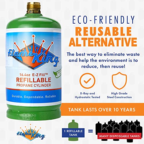 Flame King 20 lb Steel Propane Tank Cylinder and (2-Pack) Flame King Refillable 1LB Propane Cylinders